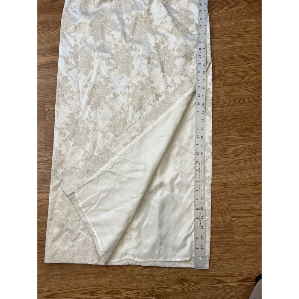 Vtg 80s Jessica McClintock Gunne Sax Evening Gown Cream Brocade Velvet Top 7-8 - Picture 12 of 15